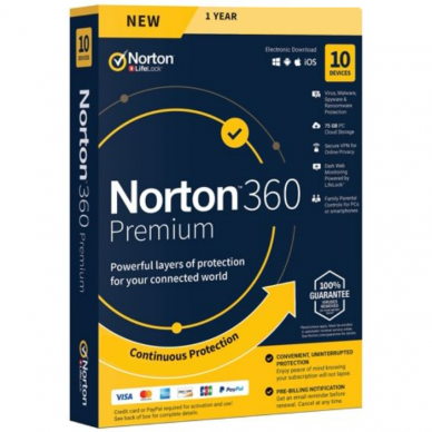NORTON 360 PREMIUM, 5 Įrenginiai 1 Metai. Nonsubscription. NORTON 360 PREMIUM, 5 Įrenginiai 1 Metai. Nonsubscription.